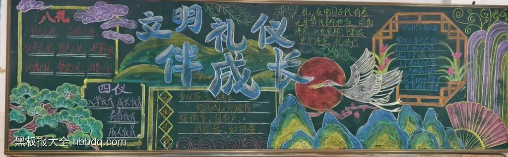 讲文明，重礼仪主题黑板报-第1张