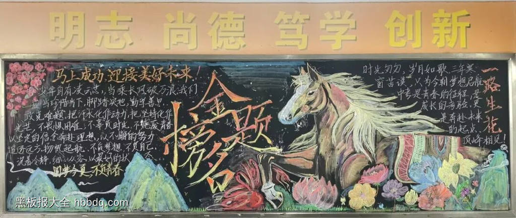 金榜提名，中考必胜主题黑板报-第1张
