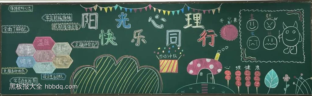 阳光心理，快乐同行主题黑板报-第4张
