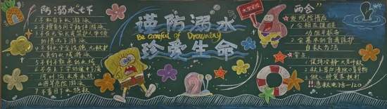 谨防溺水，真爱生命主题黑板报