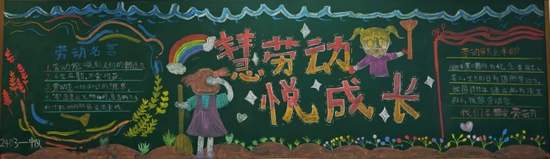 花开五月，快乐五一主题黑板报