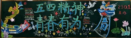 五四精神，青春有为主题黑板报
