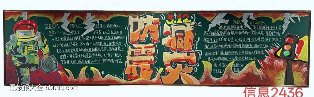 防灾减灾主题粉笔画3张-第2张