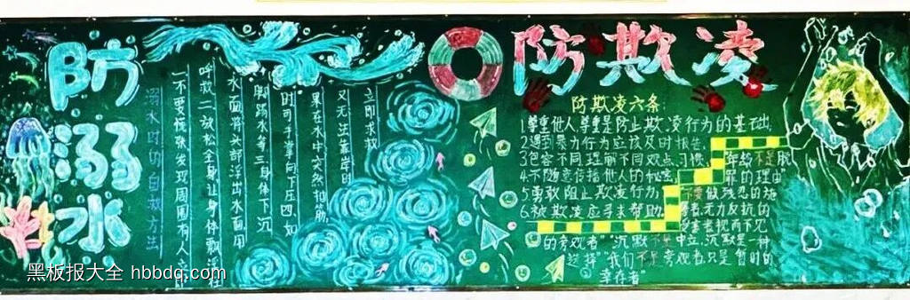 防溺水，防欺凌主题黑板报精选4张-第1张