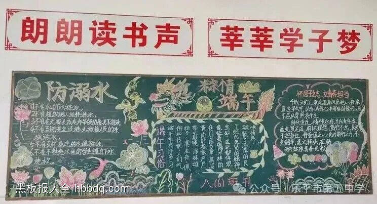 端午节主题黑板报粉笔画5张-第4张