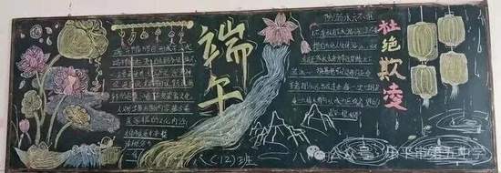端午节主题黑板报粉笔画5张