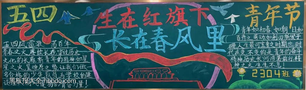 五四精神，青春有为主题黑板报-第2张