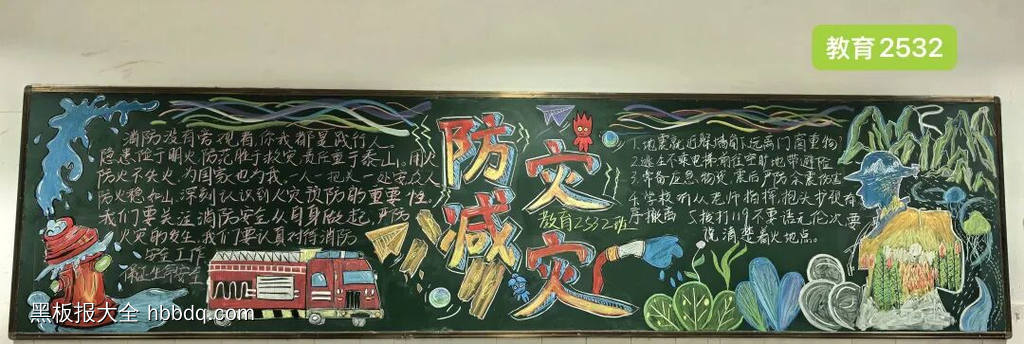 防灾减灾主题粉笔画3张-第3张