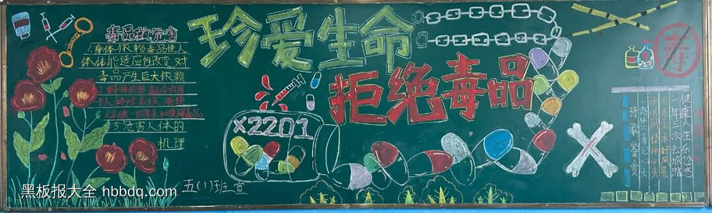 珍爱生命，远离毒品主题黑板报-第2张