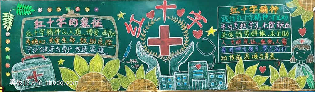 红十字在心中主题黑板报-第1张