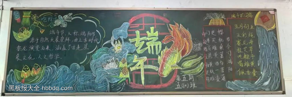 端午节粉笔画主题黑板报-第2张