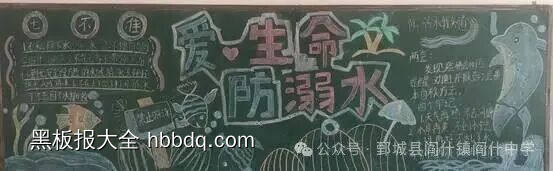 爱生命，防溺水主题黑板报-第3张