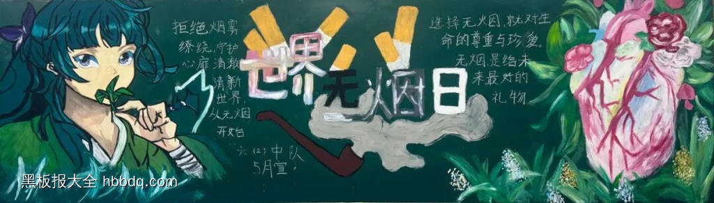 世界无烟日主题黑板报简单又漂亮3张-第1张