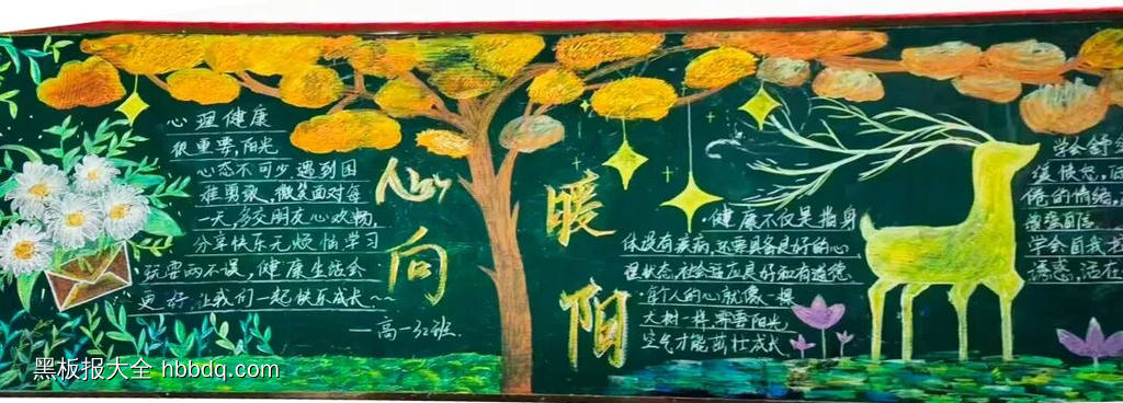 阳光心理主题黑板报粉笔画3张-第3张