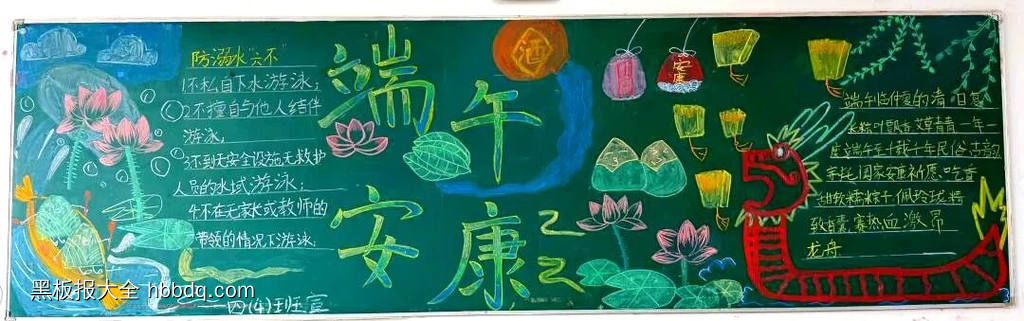 端午节主题黑板报粉笔画3张-第3张