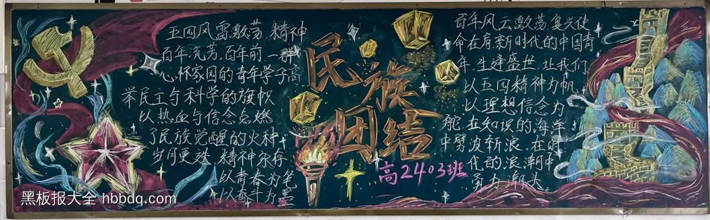 民族团结主题黑板报-第1张