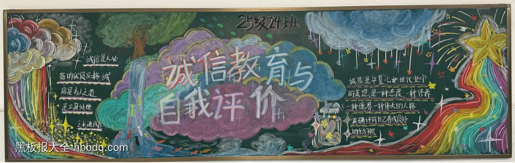 诚信教育，自我评价主题黑板报-第4张
