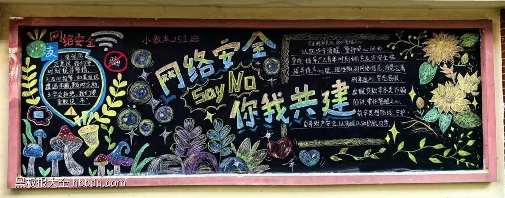 网络安全，你我共建主题黑板报-第1张