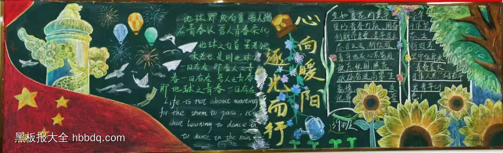 心有暖阳，逐光而行主题黑板报-第2张