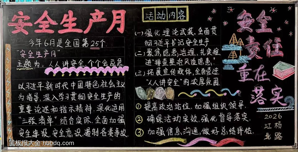 安全生产月主题黑板报-第1张