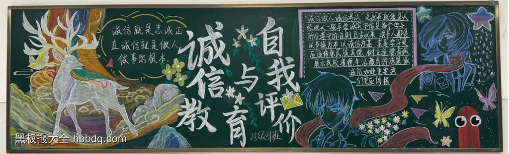 诚信教育与自我评价主题黑板报-第1张