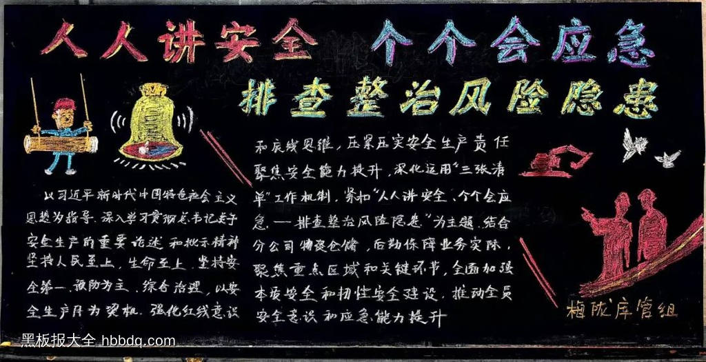 人人讲安全，会应急主题黑板报-第2张