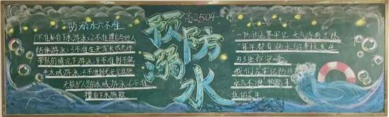 防溺水主题黑板报粉笔画1张