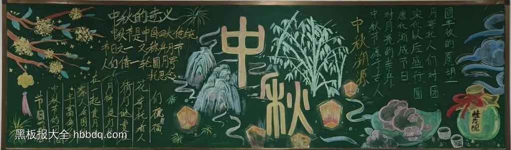 月满中秋主题黑板报简单又漂亮5张-第1张