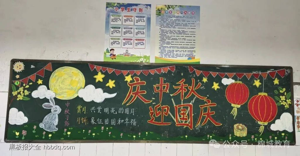 庆中秋迎国庆主题黑板报简单又好看3张-第3张