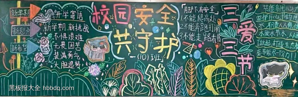 校园安全共守护主题黑板报-第1张