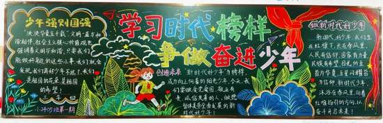 学习时代好榜样，争做奋进好少年主题黑板报