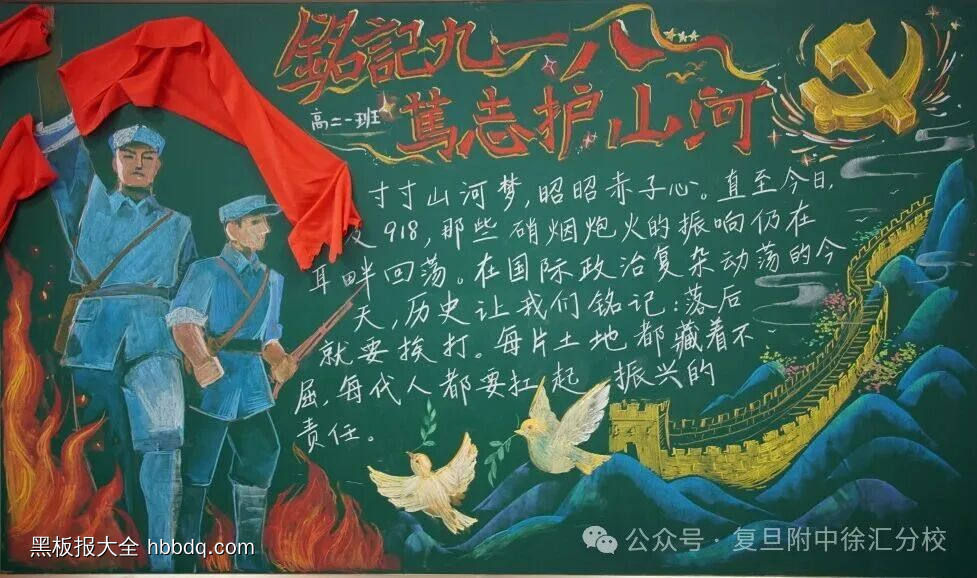 勿忘国耻，铭记九一八主题黑板报-第2张