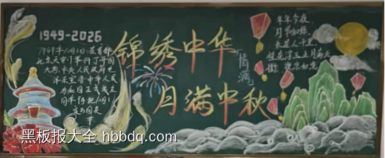山河锦绣，月满中秋主题黑板报-第4张