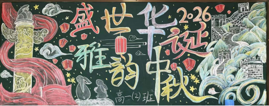 山河锦绣，月满中秋主题黑板报