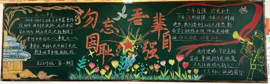 勿忘国耻，吾辈自强主题黑板报