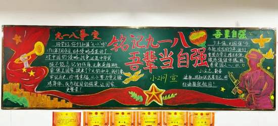 铭记历史，勿忘九一八主题黑板报