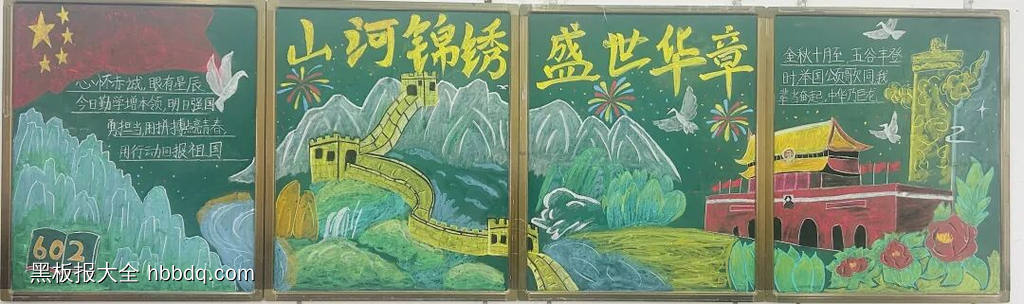 山河锦绣，盛世华章主题黑板报-第1张